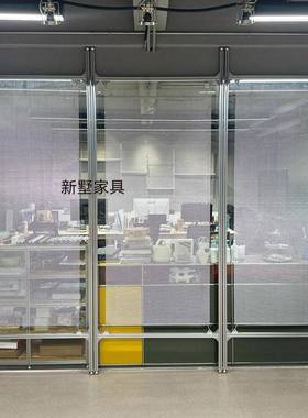 办公室玻璃展示柜透明展示架铝合金置物架落地式样品陈列柜