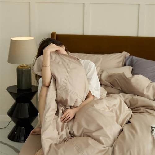 高端又舒服~100S长绒棉贡缎四件套简约丝滑全棉床单纯色床笠1.8