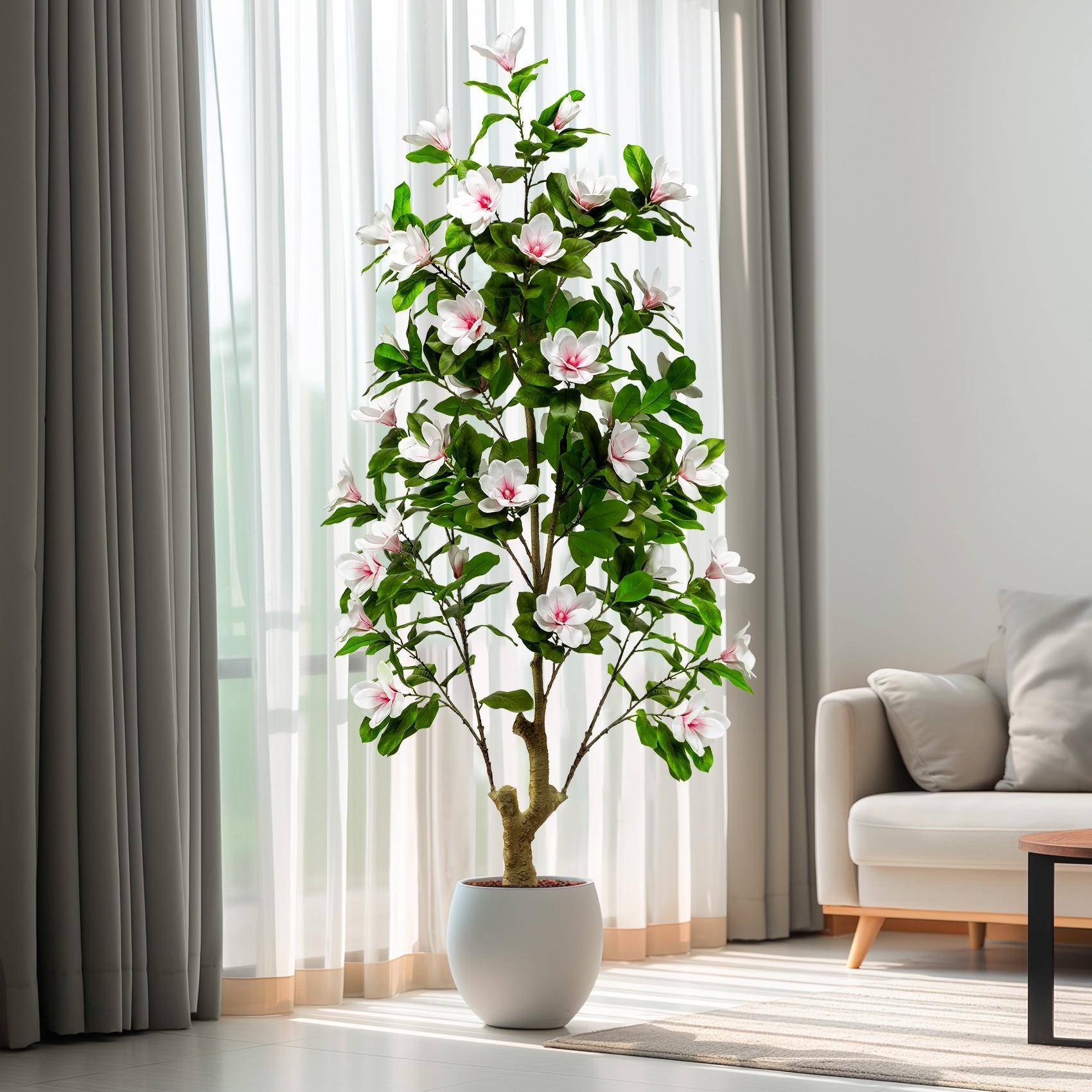 仿真绿植玉兰树室内客厅落地盆栽假花树大型仿生假植物装饰品摆件