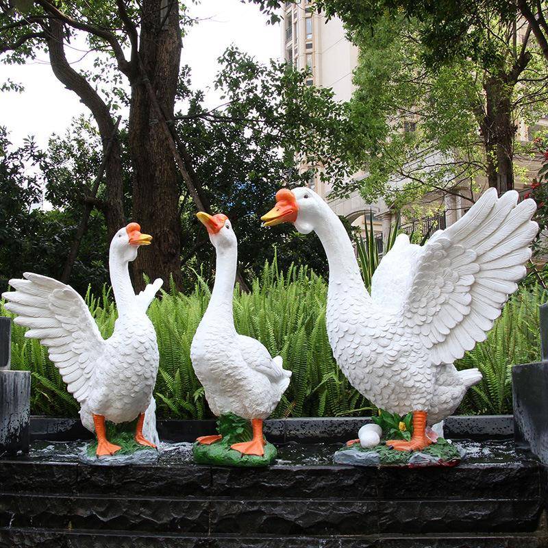 仿真动物鹅鸭子户外花园林景观幼儿园庭院别墅装饰玻璃钢雕塑摆件