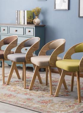 实木布艺阳台桌椅组合休闲椅卧室椅庭院桌椅餐椅现代简约椅创意