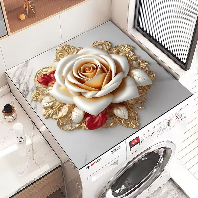 3D硅藻泥滚筒洗衣机盖垫吸水防晒防尘罩床头柜台面垫子冰箱盖布垫