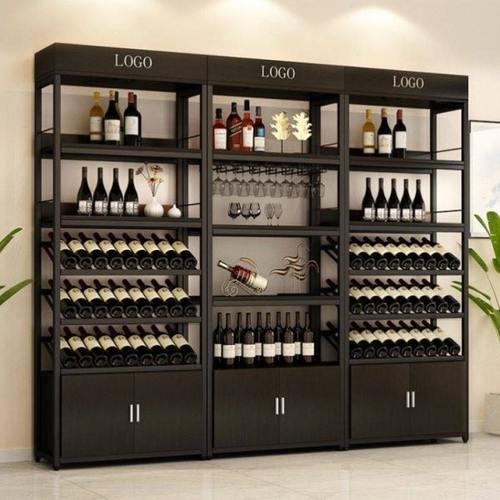 红酒柜家用酒架酒吧落地柜收纳铁艺展示架置物架酒杯欧式酒架子