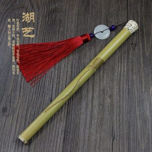 湖艺 长款香筒 玉竹青杆雕刻莲蓬长款香筒 口盖为千眼菩提子