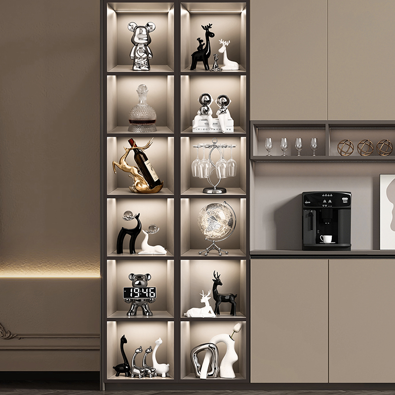 乔迁新居礼品麋鹿软装饰品摆件轻奢高G档创意餐边柜酒柜红酒架组