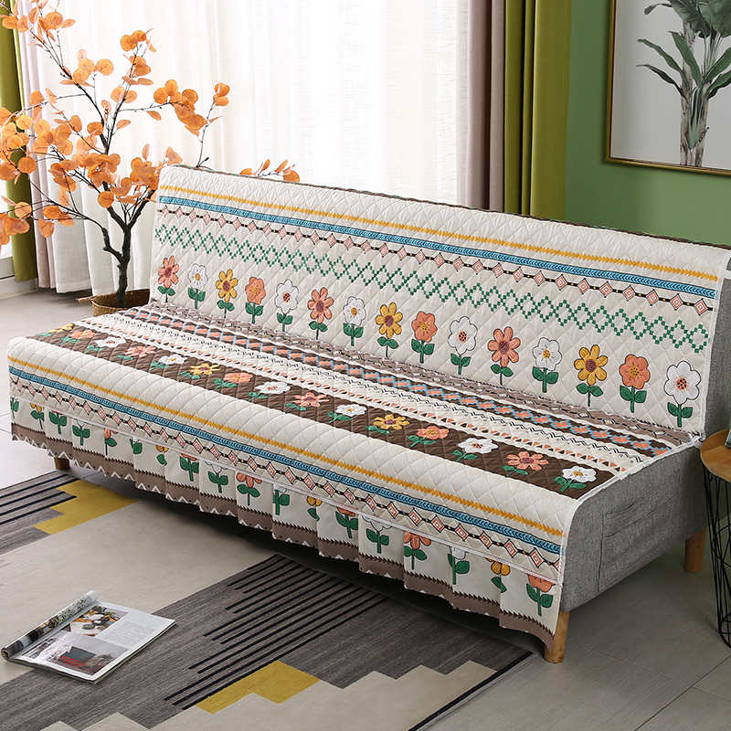 折叠沙发罩无f扶手四季通用防滑沙发垫简易小型单人双人沙发床套