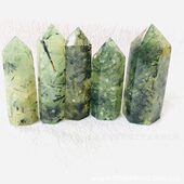 吉诺水晶 水晶柱 绿葡萄石尖柱水晶能量柱原石打磨工艺品