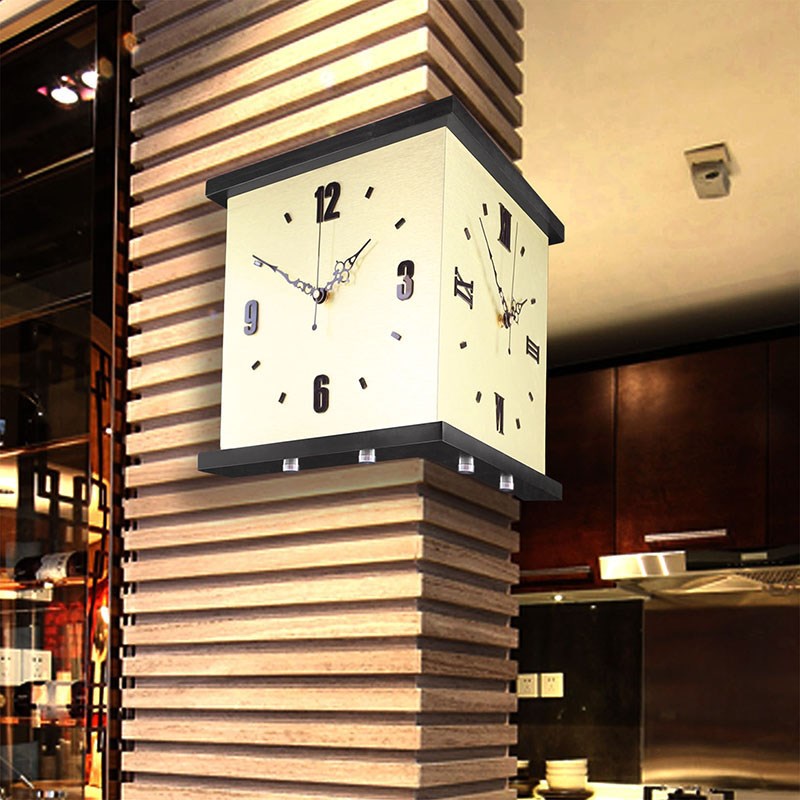 现代简约轻奢创意双面挂钟客厅时钟F挂墙时尚家用两面墙角石英钟