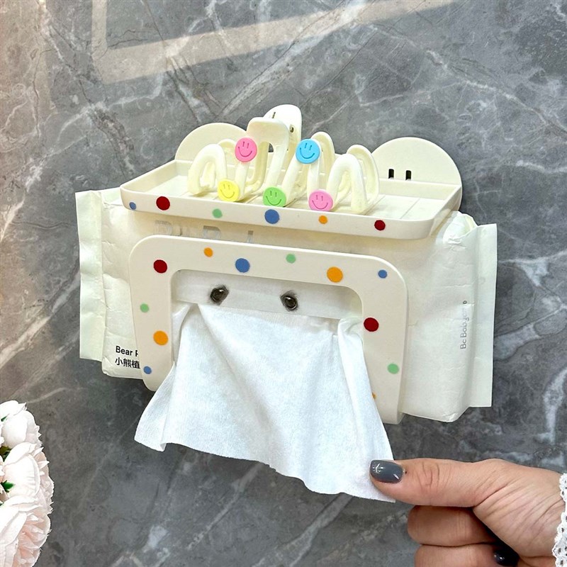 厕所纸巾盒轻g奢壁挂湿巾收纳盒免打孔厨房卫生间抽纸盒纸巾置物