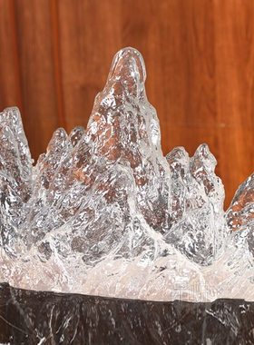 新中式摆件假山透明树脂酒店样板房间客厅软装桌面艺术品茶馆小型