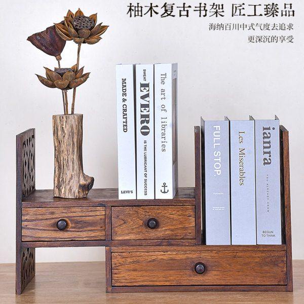 复古实木书架中式桌面置物架书房飘窗收纳柜子简易小书柜,收纳整理,书桌收纳置物架,淘宝优惠券,粉丝福利购,淘宝优惠卷