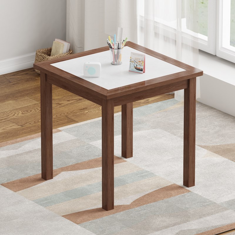正方形方桌岩板桌餐桌简约家用客厅吃饭桌子小R户型实木茶桌写字
