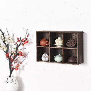小饰品古董展示架 创意格子铺 墙壁茶壶茶杯储物架 实木格子架