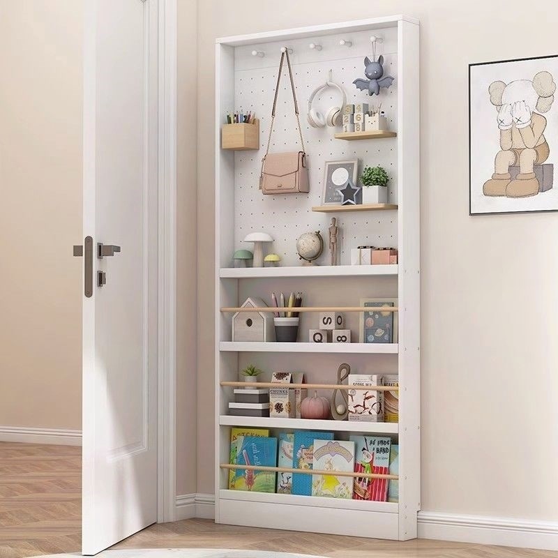 超薄门后收纳架洞洞板置物u架书架卧室定制新款壁挂式夹缝实木书