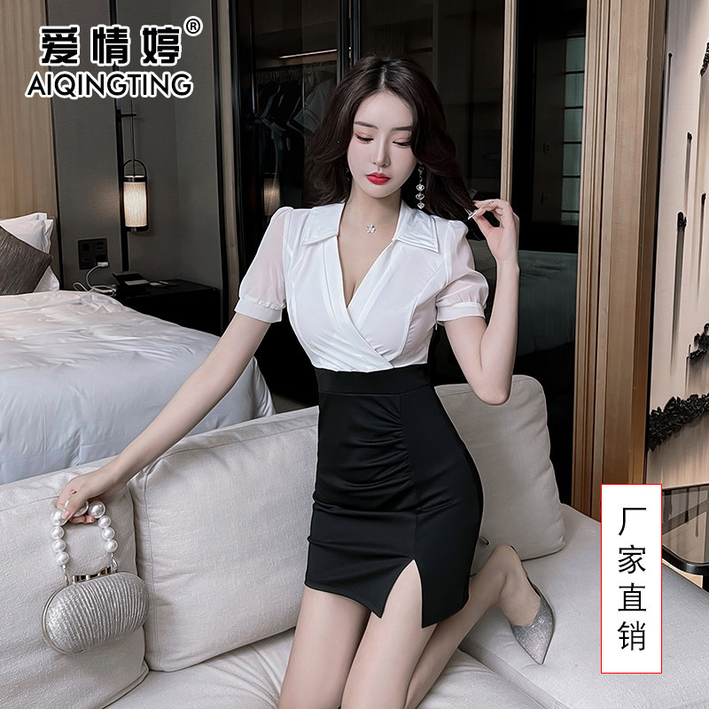 夜总店女装性感连衣裙低胸衬衫紧身显瘦裙子夜总会上班衣服工作服