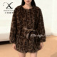 豹纹宽松貂绒加厚长款 收腰贵气保暖大码 毛毛女士大衣贵气高端大衣