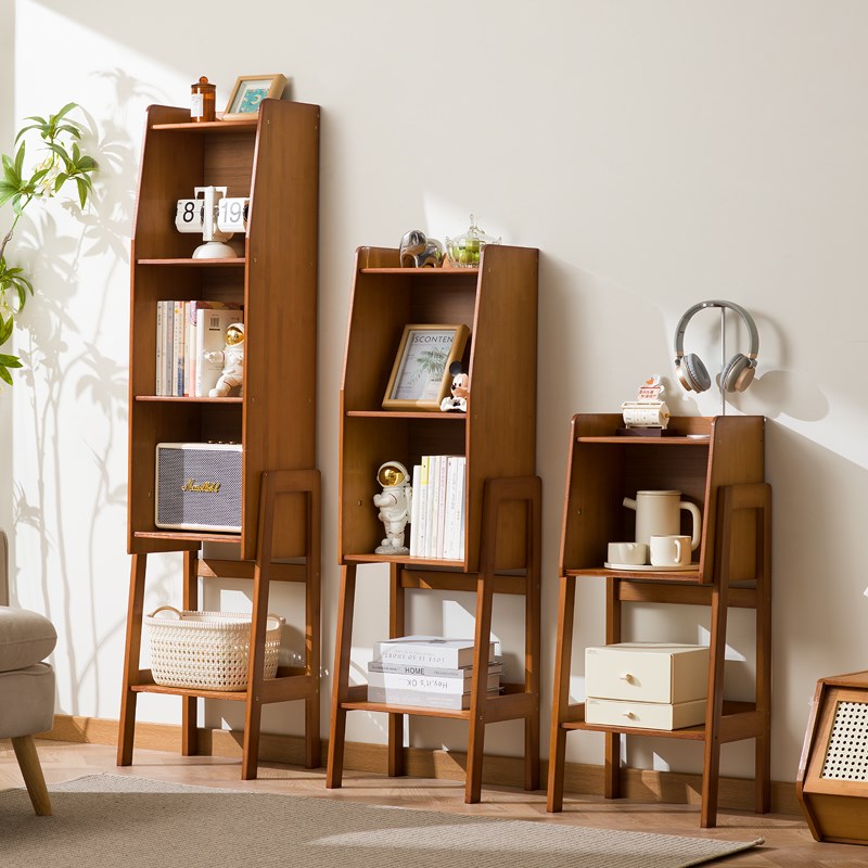 北欧实木收纳柜日式简约书柜多功C能落地置物架满墙组合格子展示