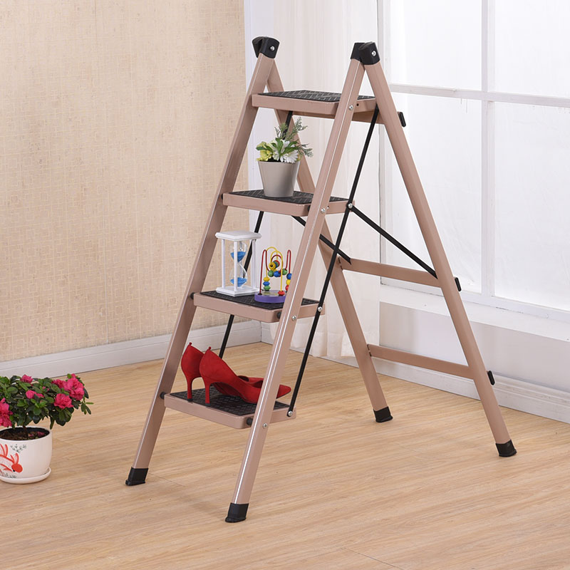 福临喜家用折叠h四步梯踏板梯子家用折叠梯室内登高人字梯铁梯包