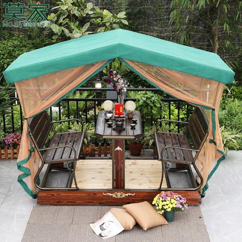 莫家户外庭院别墅四人动力摇椅秋千休闲室外铁艺桌椅组合摇椅