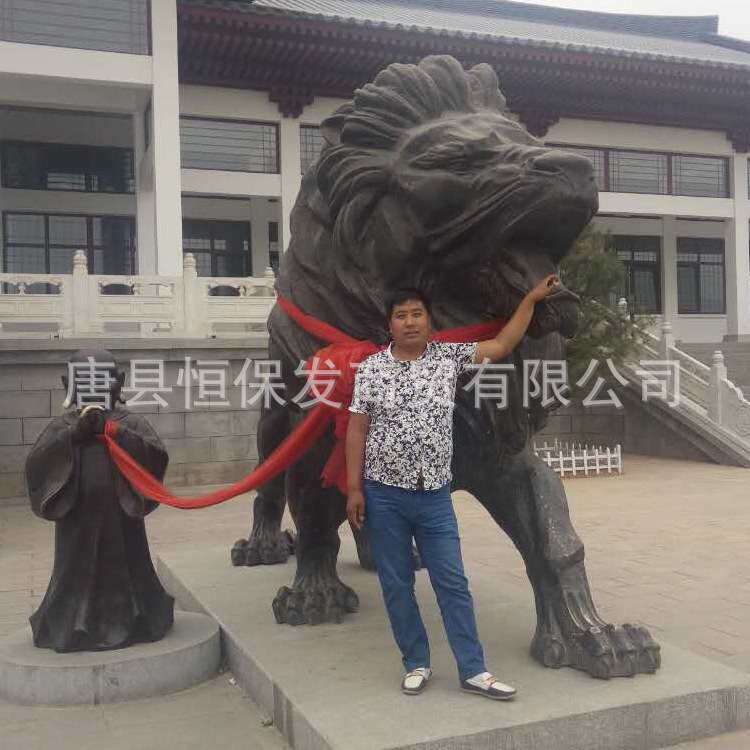 古铜色金黄色铜狮子雕塑门口铸铜狮子摆件恒保发铜雕厂