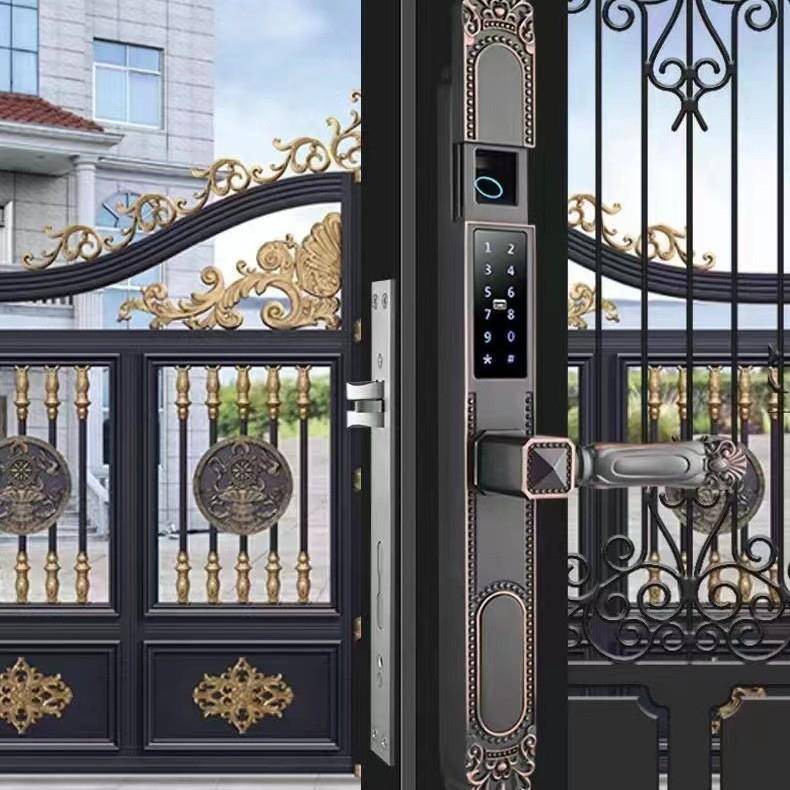 别墅门大院户外防水IP68双面指纹密码卡片通通锁app控制智能门锁