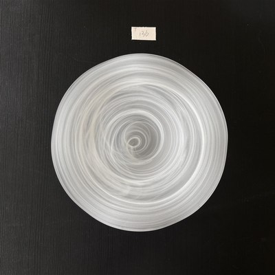 人间开花 原创白色云雾餐具家用圆形玻J璃波浪盘子沙拉碗果盘Y