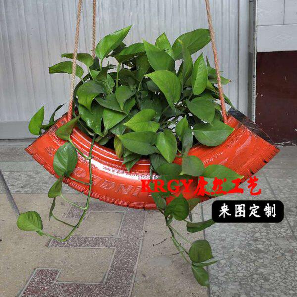 汽车轮胎创意改造花盆围墙吊饰装饰品彩色轮胎改造花蓝工艺品