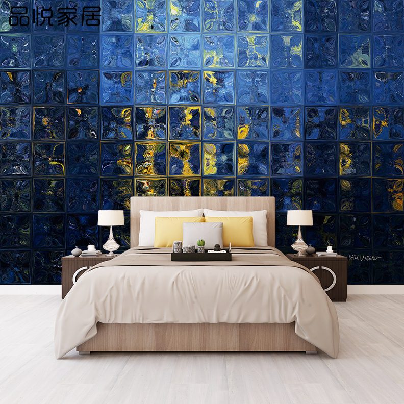 北欧个性抽象方块几何客厅电视背景墙纸无缝沙发壁纸大型壁画墙布