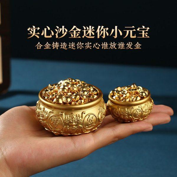 实心沙金小元宝摆件仿金迷你摆件铜米缸聚宝盆客厅办公室工位摆件,家居饰品,国学摆件,淘宝优惠券,粉丝福利购,淘宝优惠卷
