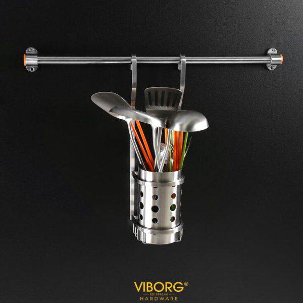 域堡 304不锈钢厨房筷子筒厨房壁挂钩式置物架单筒6111A