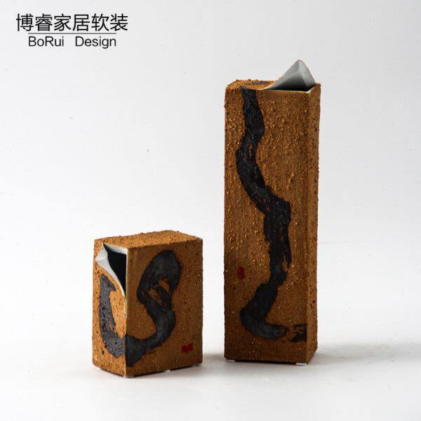 简约现代长方体陶瓷花器创意花瓶客厅玄关电视柜干花插装饰品摆件