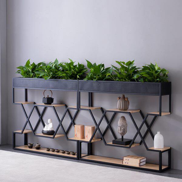 公司花槽柜办公室铁艺架花草柜镂空置物架隔断矮柜简约现代展示架