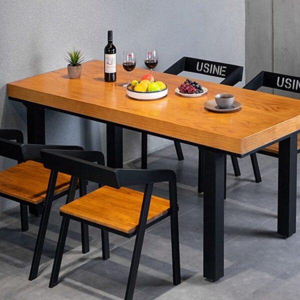 工业风铁艺实木餐桌椅组合现代休闲咖啡餐厅小户型火锅店酒吧桌子