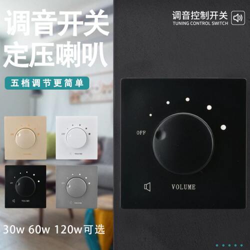 30W定压调音开关背景音乐音量调节控制器60W音响调节旋钮喇叭120w