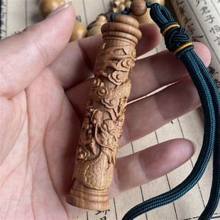 精品澳洲檀香木雕刻工艺实木盘玩把玩挂件文玩礼品盘龙柱手把件