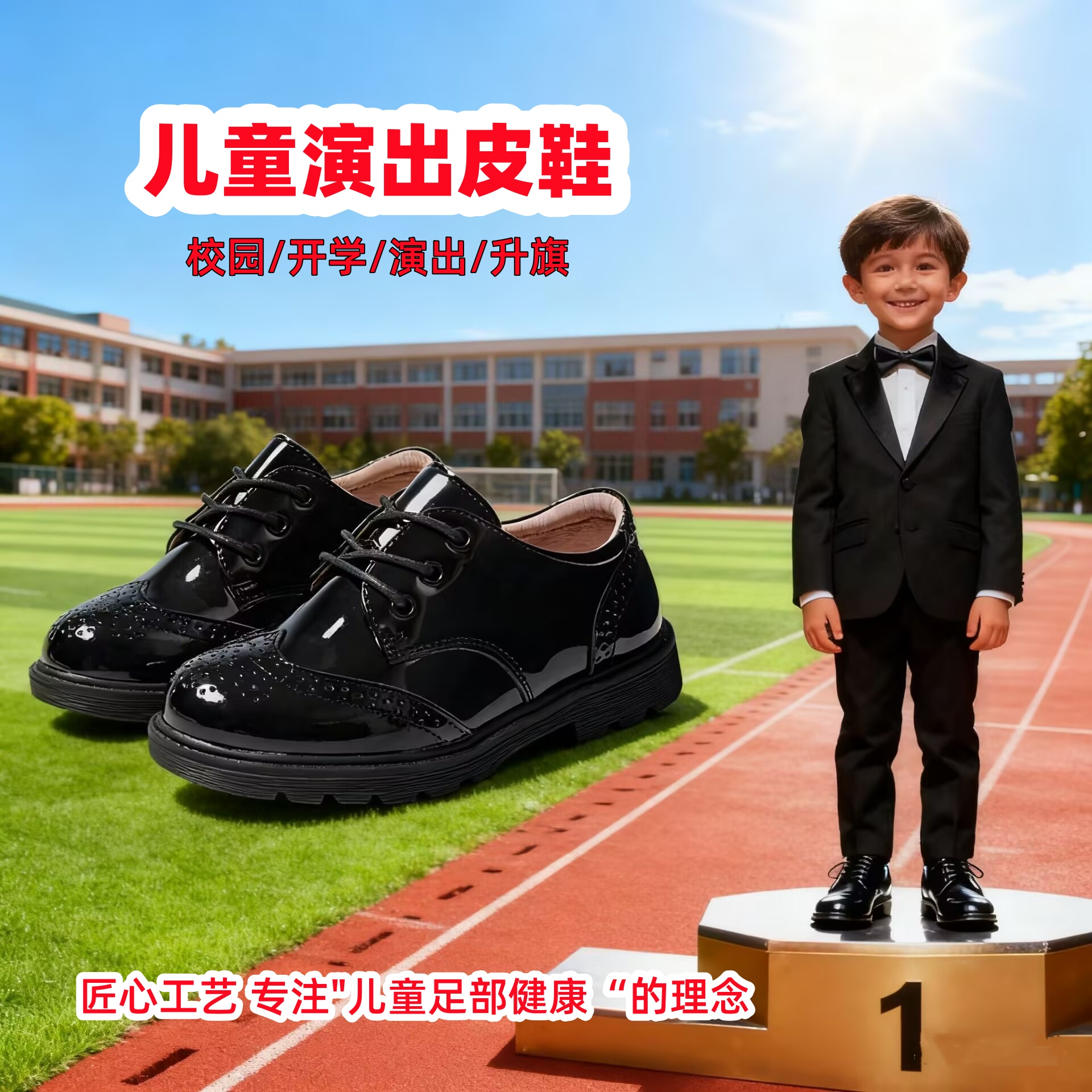 儿童学院风皮鞋男童英伦风演出鞋