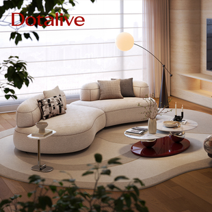 多特莱菲意式极简轻奢高级感异形沙发奶油风弧形月亮老钱风客厅
