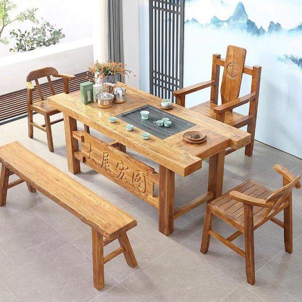 老榆木功夫茶台实木茶桌椅组合仿船木原木茶桌民宿中式茶桌椅,商业/办公家具,茶台/茶桌,淘宝优惠券,粉丝福利购,淘宝优惠卷