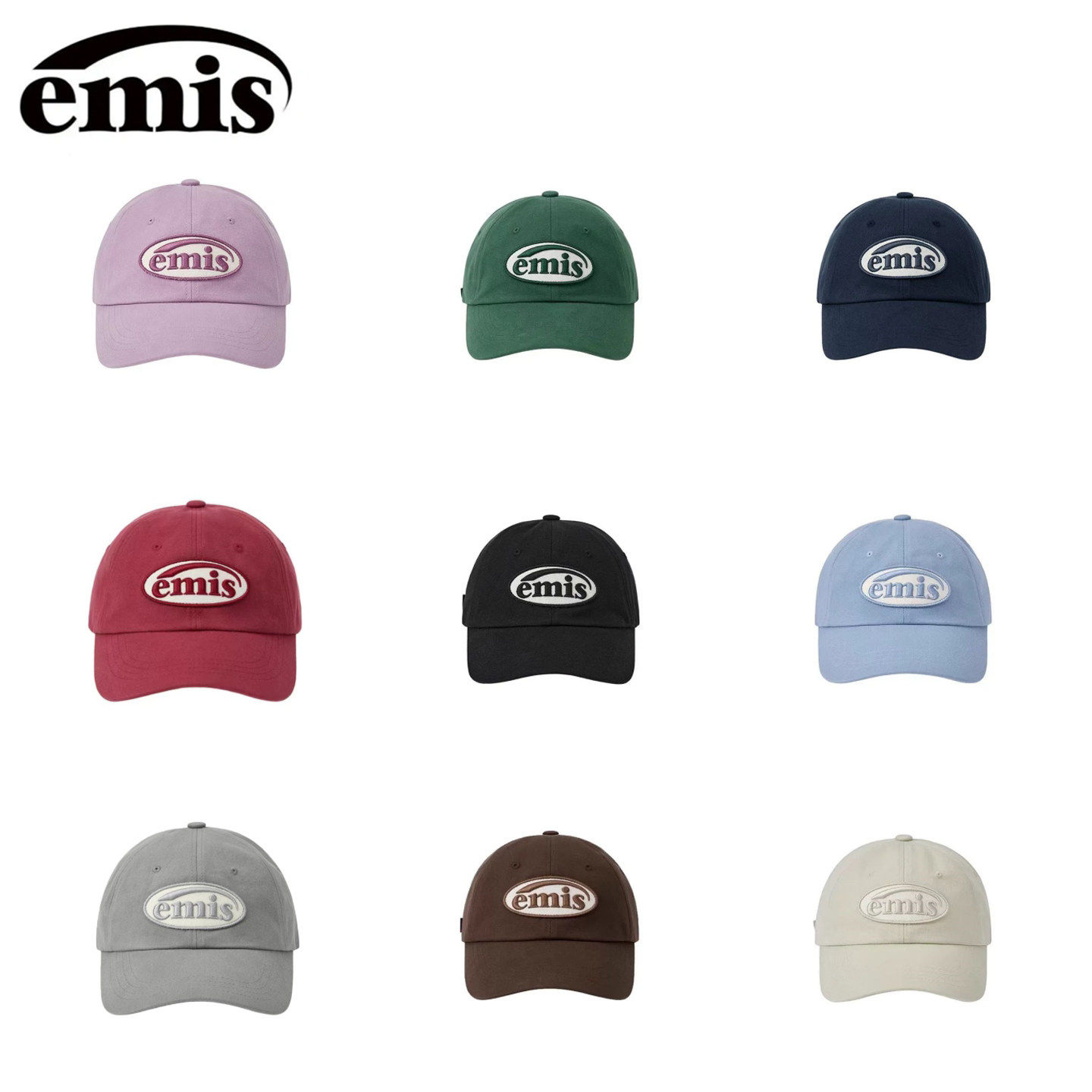 正品emis帽子同色系徽章棒球帽可乐标软顶大头围显脸小韩系鸭舌帽