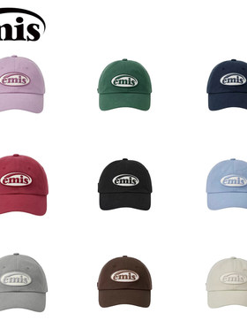 正品emis帽子同色系徽章棒球帽可乐标软顶大头围显脸小韩系鸭舌帽