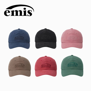 emis帽子磨毛镂空标棒球帽女粉色鸭舌帽男软顶时尚情侣学院运动风
