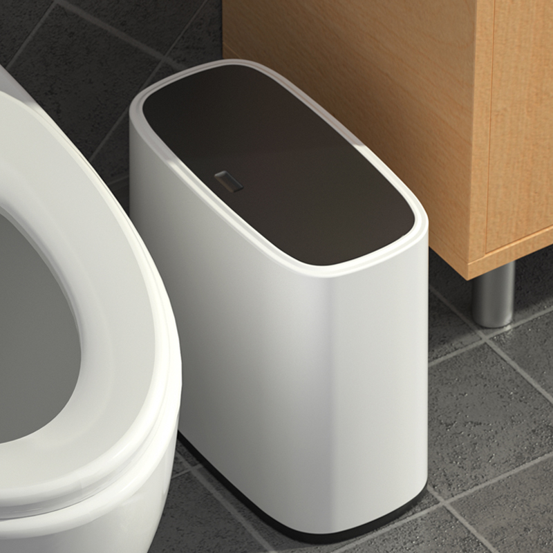 夹缝卫生间垃圾桶家用带盖u厨房客厅创意有盖北欧厕所垃圾筒窄纸