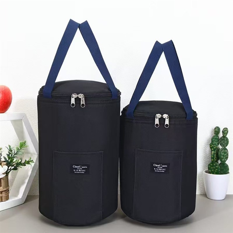 保温饭盒袋子手提饭兜铝r箔加厚防水学生上班族圆形饭桶便携便当