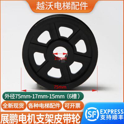 展鹏电机支架皮带轮适用巨人通力爱登堡电梯多锲带轮75直径从动轮