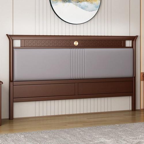 新中式床头板简约现代超薄极窄床头软包轻奢全实木床头背板单买