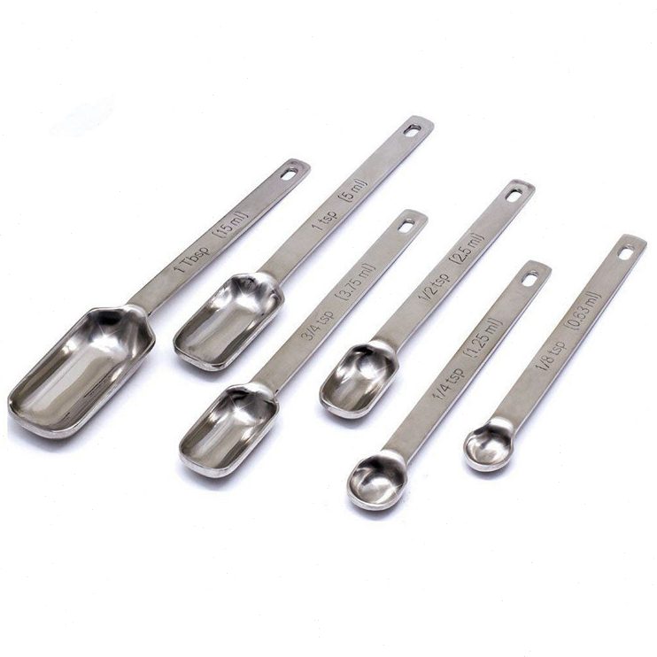 六件套量匙不锈钢量勺长方形量匙6件套量匙刻度组合调味匙现万百