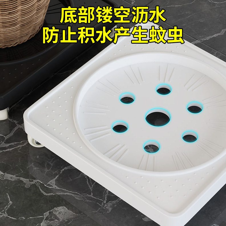 塑料花盆托盘方形可移动托架盘景底座厂家万向轮带刹车花盆底座