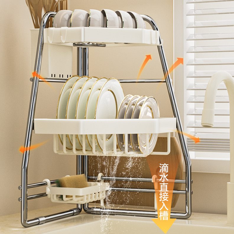 多功能家用碗架洗碗池沥水架碗盘收纳架不锈钢厨房转角水槽置物架