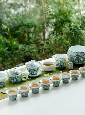 玩物尚置斗彩盖碗茶杯高档家用女士个人专用不烫手功夫陶瓷泡茶碗