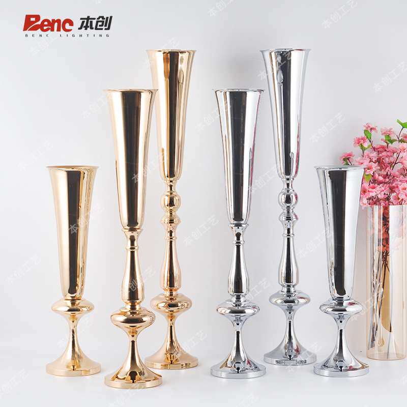 婚礼创意布置花器酒店家用寿宴装饰水晶花瓶铁艺工艺品摆件